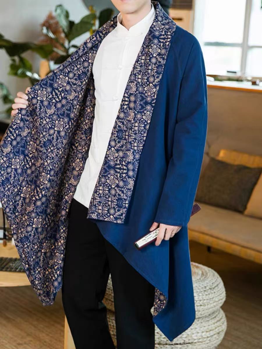 Manteau à manches longues à double assise pour hommes