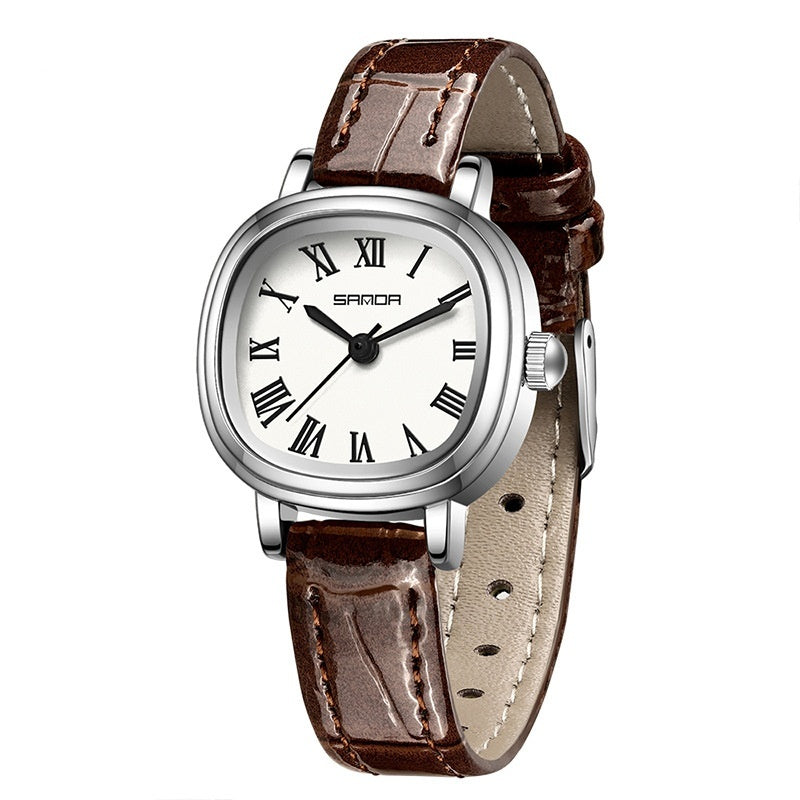 Montre Quartz à échelle romaine carrée féminine