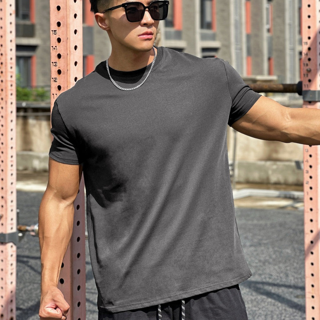 Sports musculaires Coton libre Fitness manches courtes Hommes