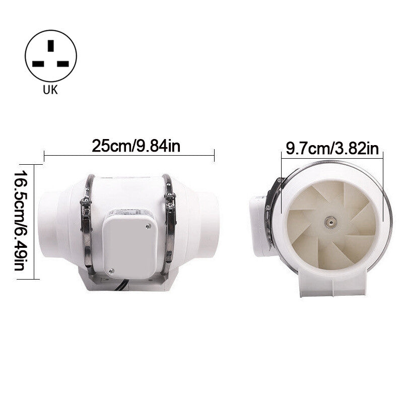 1o0mm 4Inch Diamètre en ligne Ventilateur de salle de bain douche plafond Loft Mount. Pas de télécommande