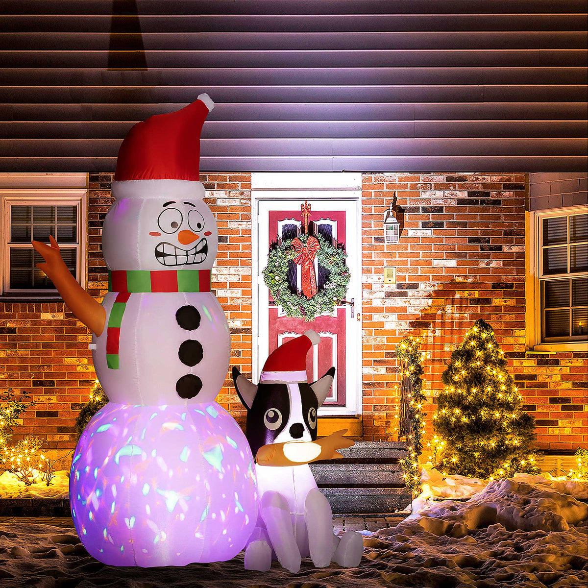 6.2ft Gonflable Père Noël avec décoration de chien