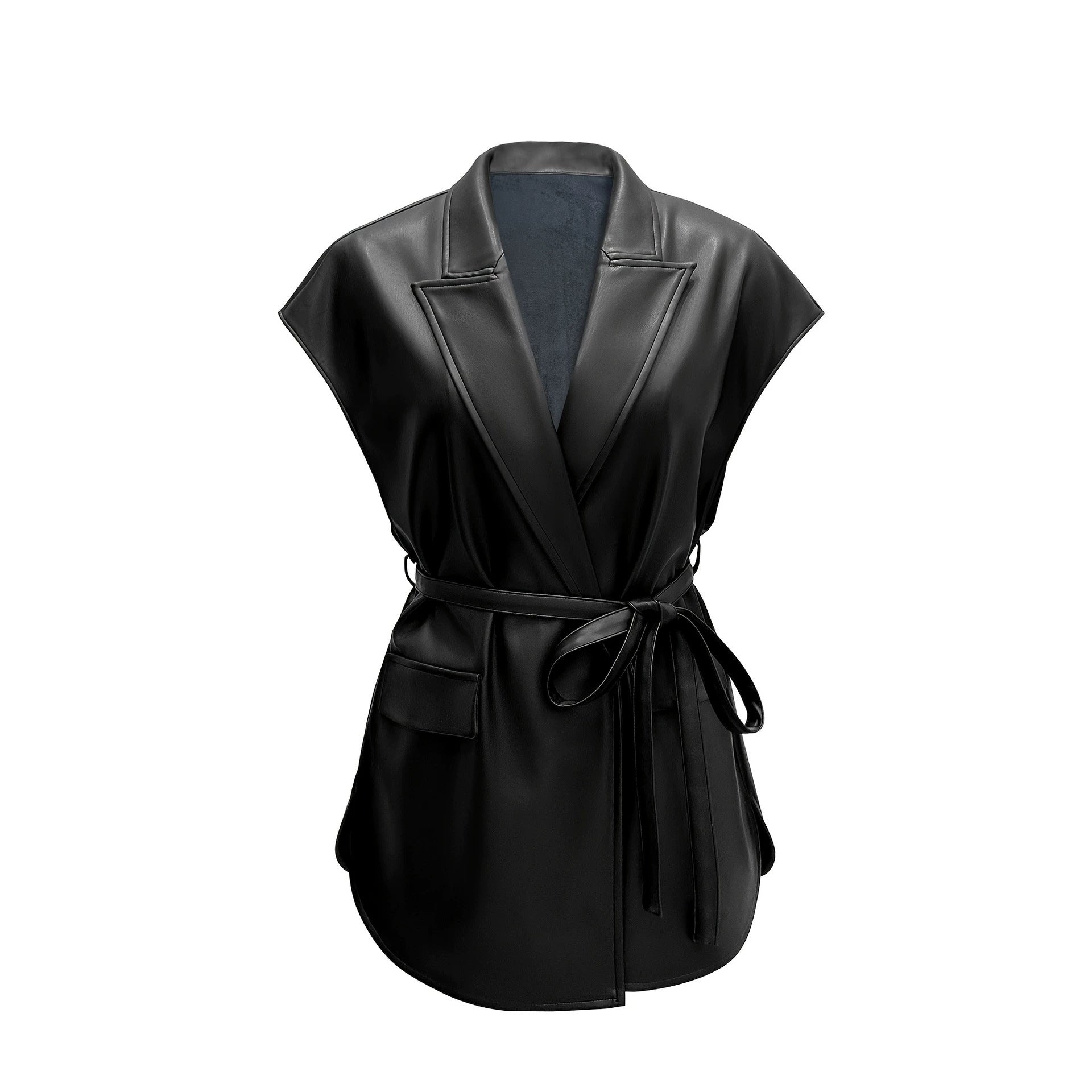 Femmes sans manches PU Veste en cuir pour FallWinter Mode tendances