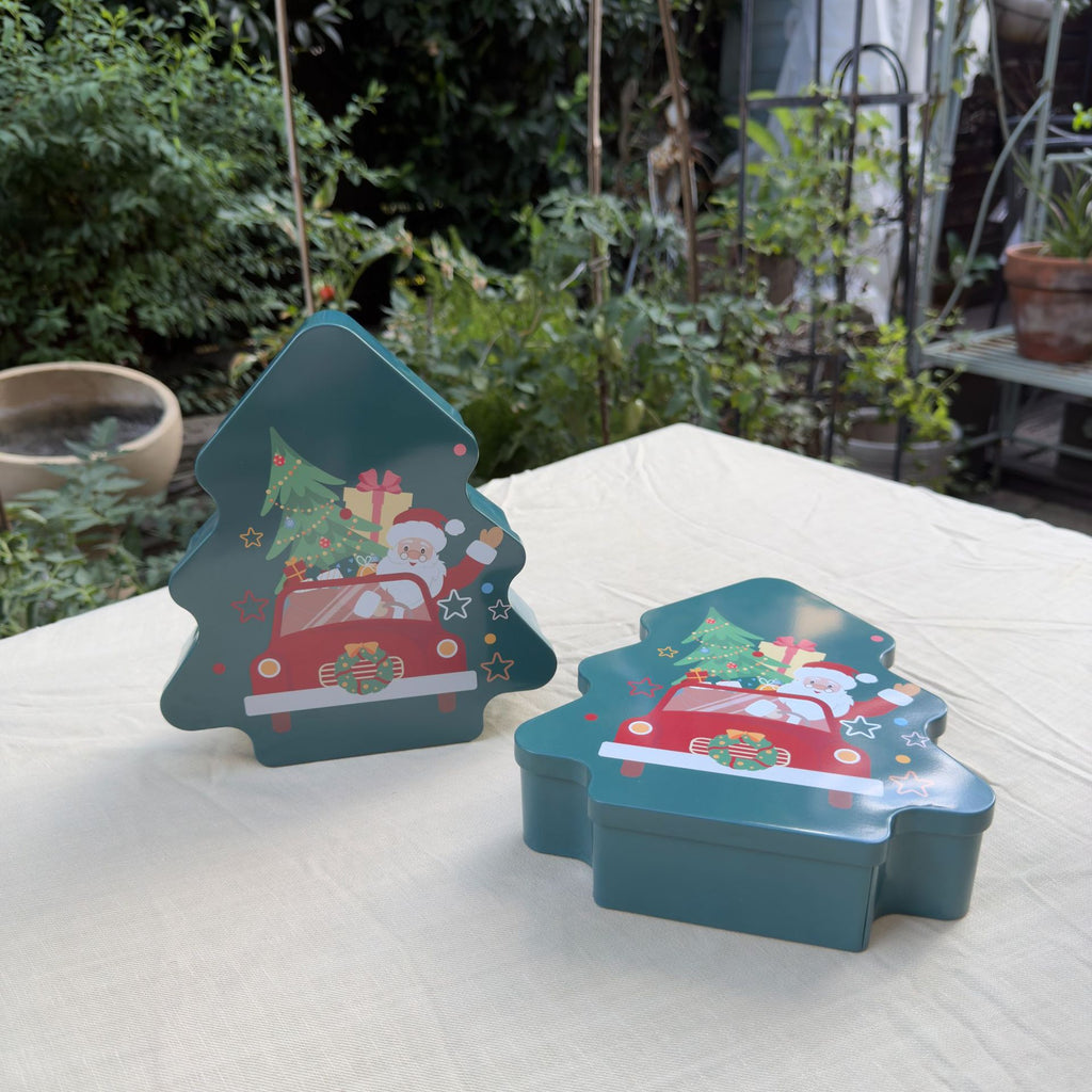 Boîte cadeau en métal en forme d'arbre de Noël