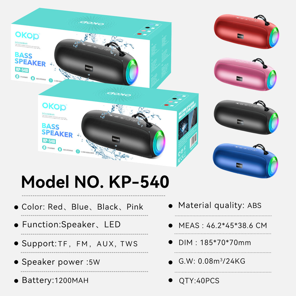 KP-540 Haut-parleur Bluetooth portable de qualité supérieure en extérieur Sports-Ready Waterproof with Carry