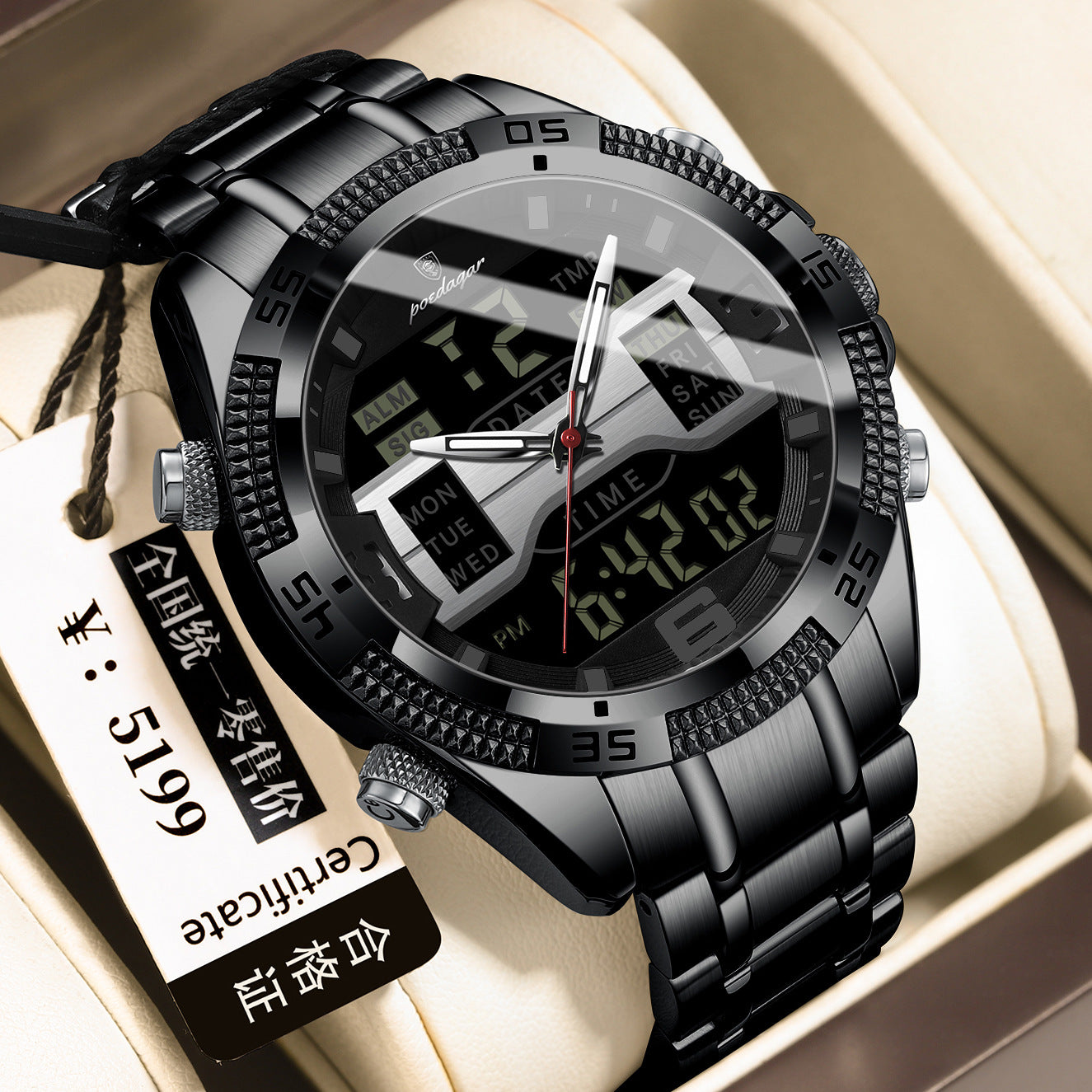 Montre électronique multifonctionnelle pour hommes