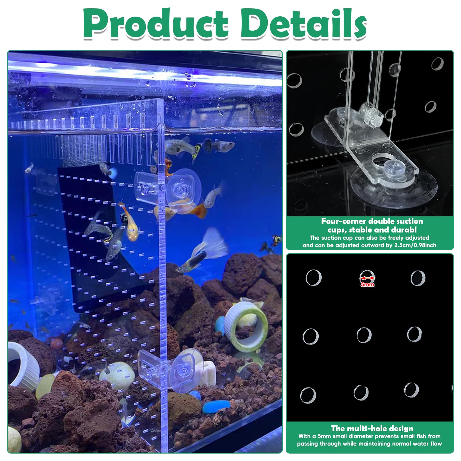 Diviseur de réservoir de poisson Diviseur d'aquarium acrylique avec 8 ventouses PCS