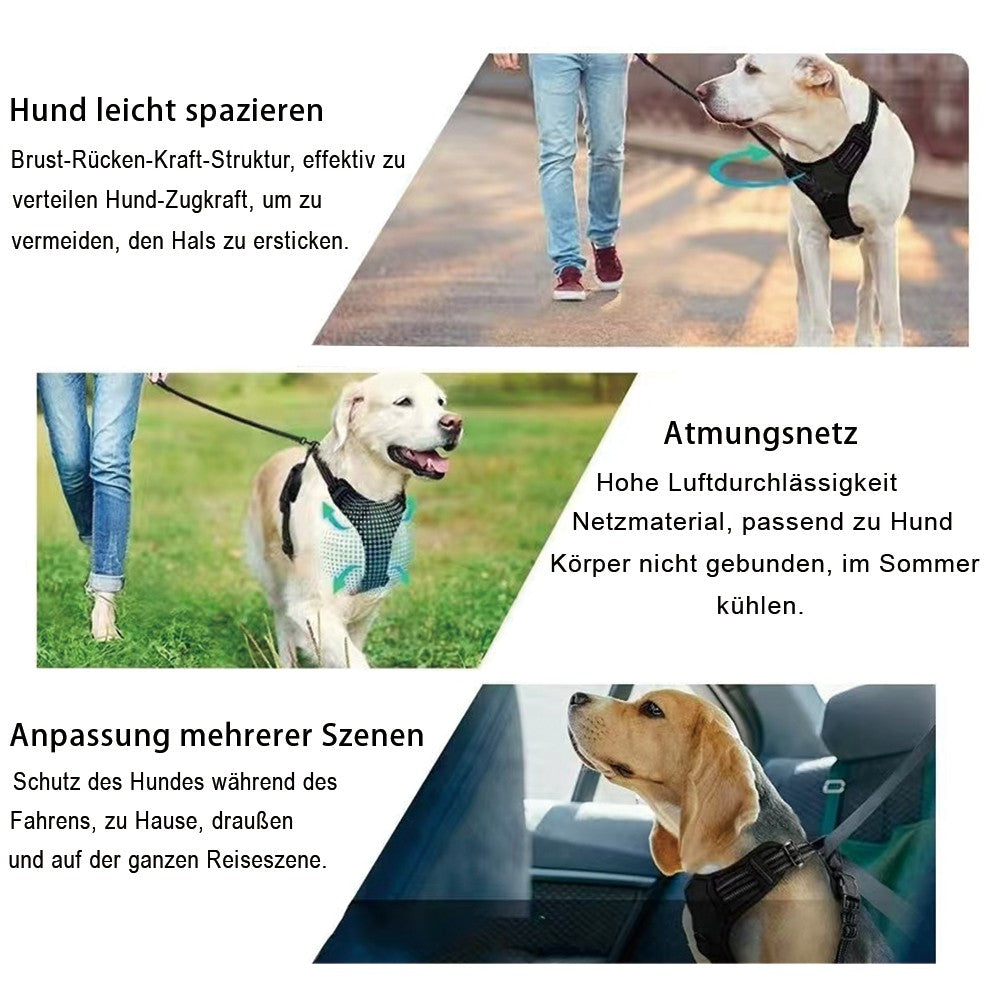 Pas de Harnais de Pull Chien Adjustable Réflectif Nylon Pet Vest avec Poop Bag Dispenser Set