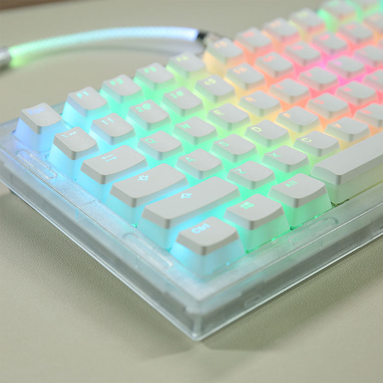Double peau lait pudding transparent Cap clé fermé PBT deux couleurs OEM Pas de bouche d'eau 61 68