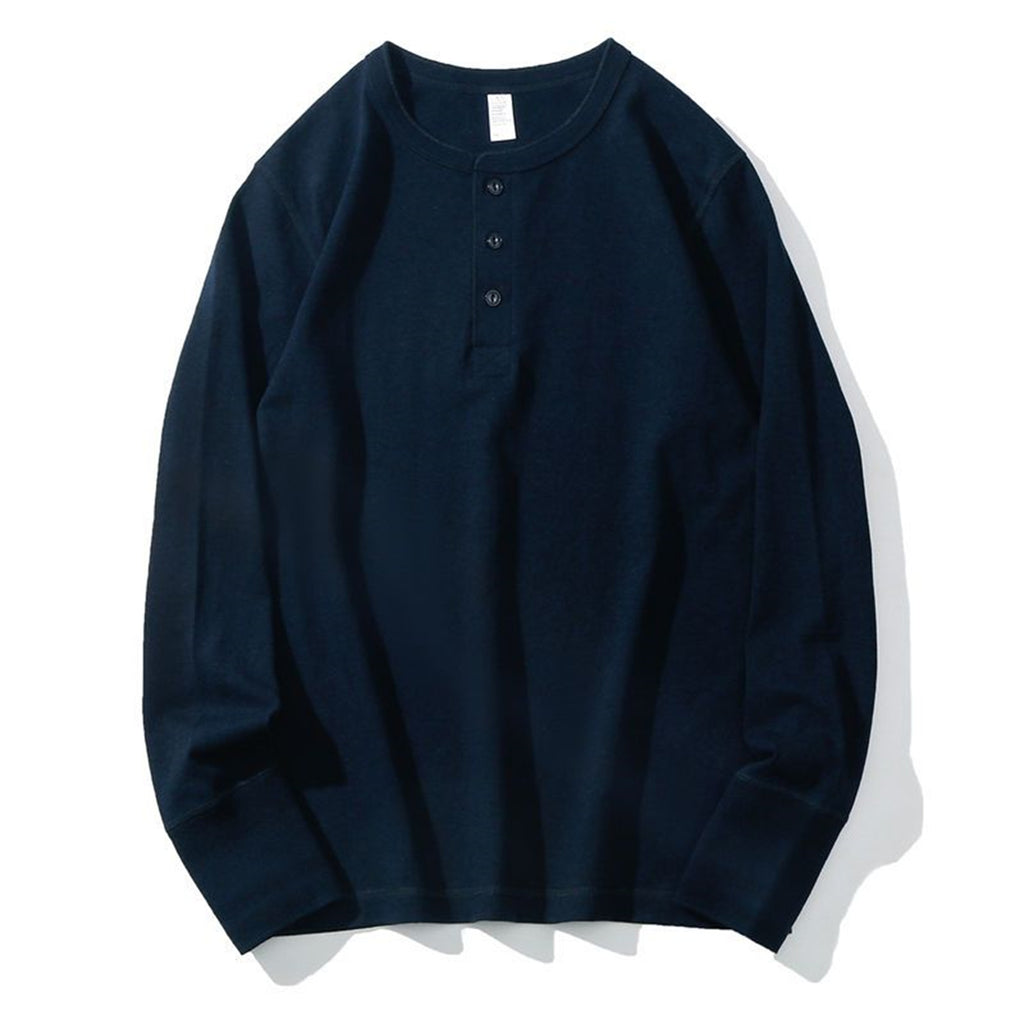 T-shirt American Henry Collar Long Sleeve Homme