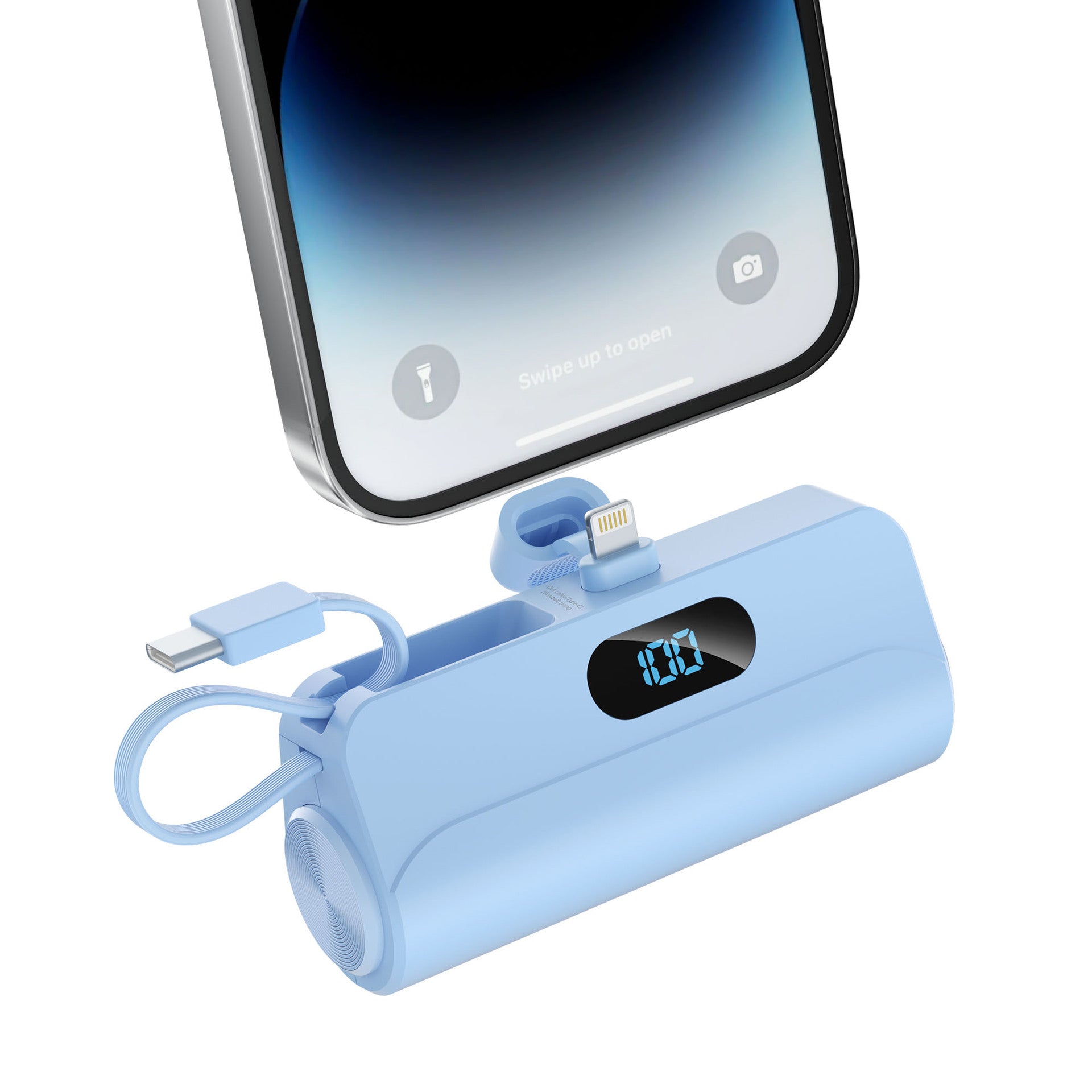 Mini banque d'alimentation portable avec câble intégré