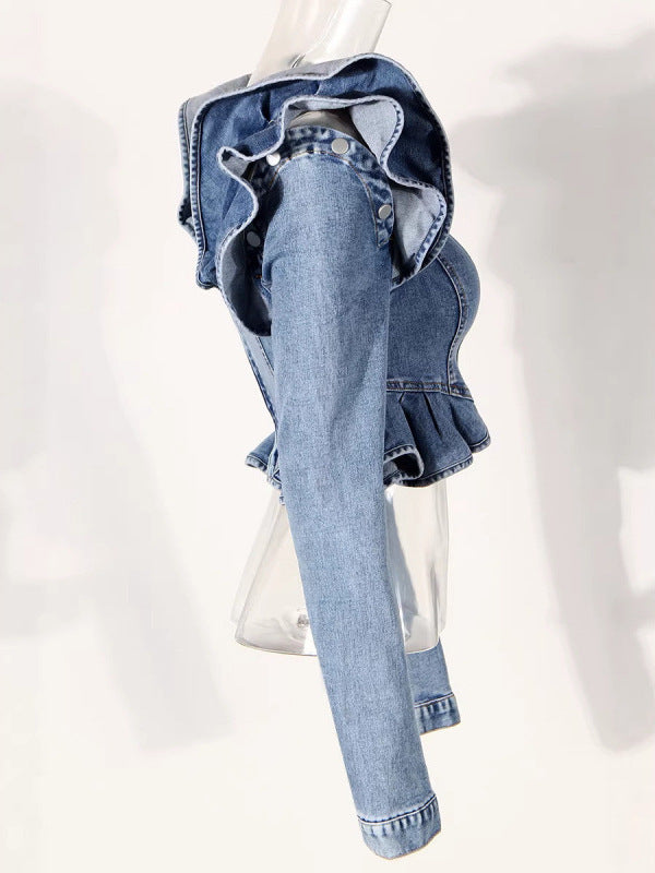 Haut du denim de la récolte de corset à omoplate