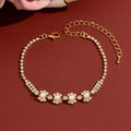 Femmes Floral Simulated Pearl Bracelet de tennis