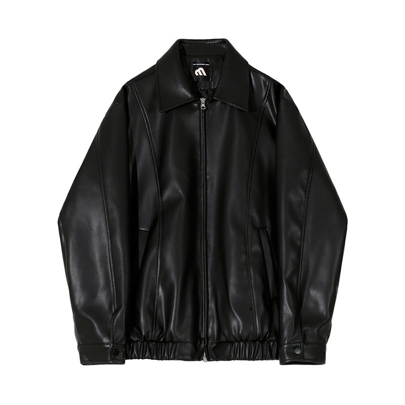 Manteau en cuir écailles mâle Polo col Top