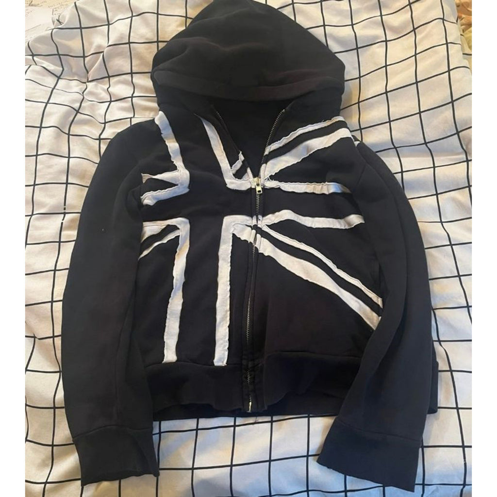 Pull à manches longues Zip-up Imprimé Hoodie Punk Dark Streetwear Hip-hop Style