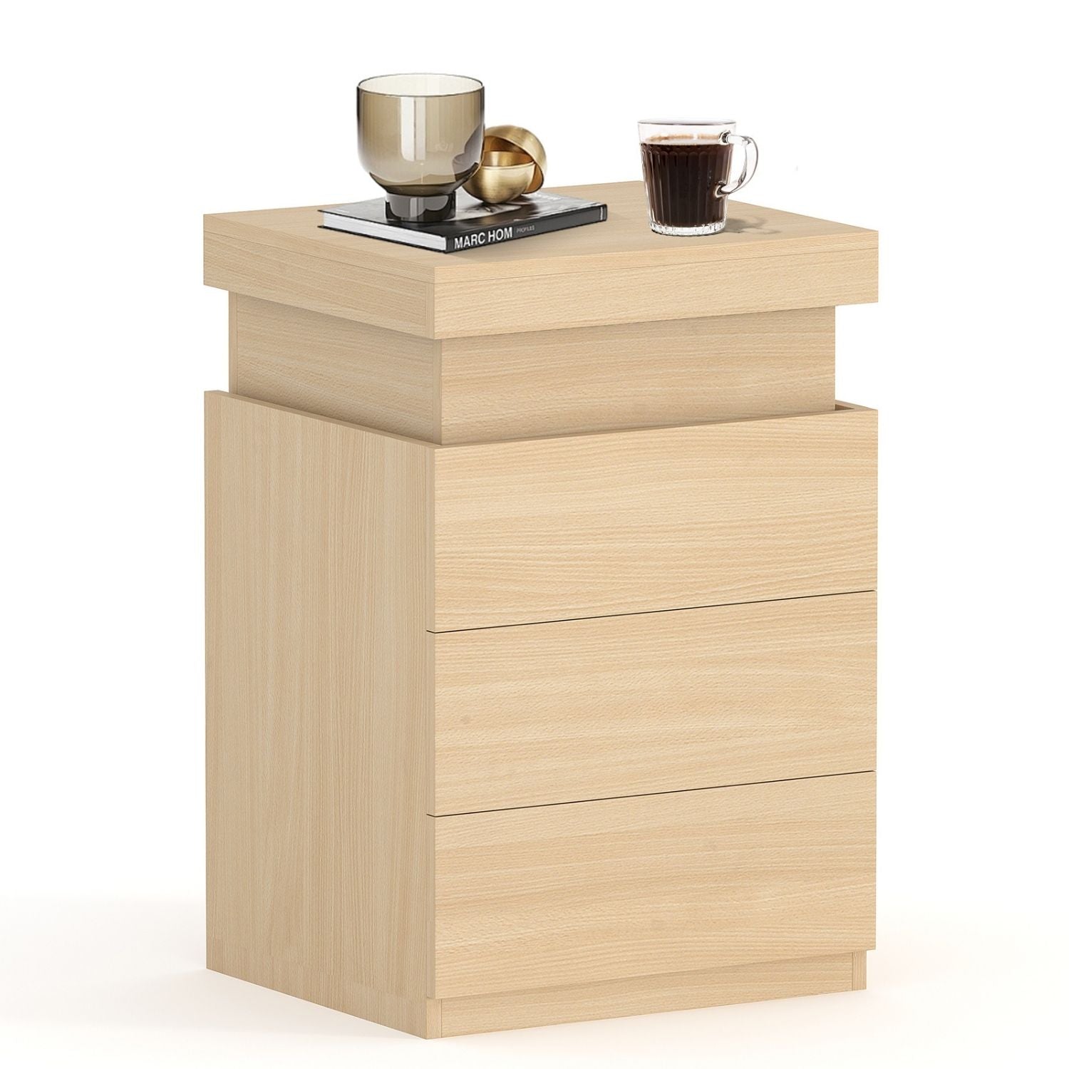 Table de chevet LED avec borne de recharge