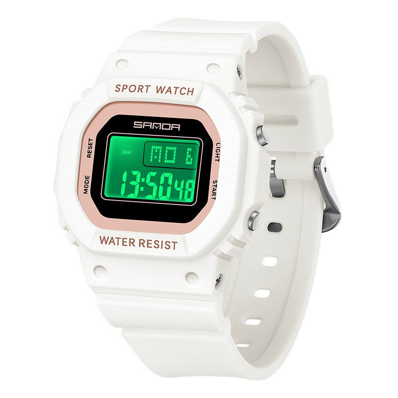 Montre électronique carrée Créativité colorée pour les étudiants masculins et féminins