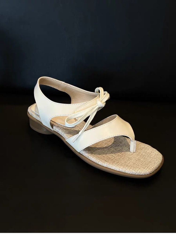 Vintage Elegant Bow Square Toe String Block Talon Sandales pour femmes