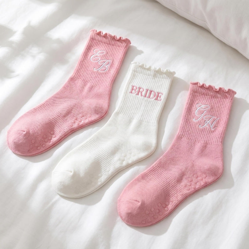 Chaussettes de yoga brodées pour enfants