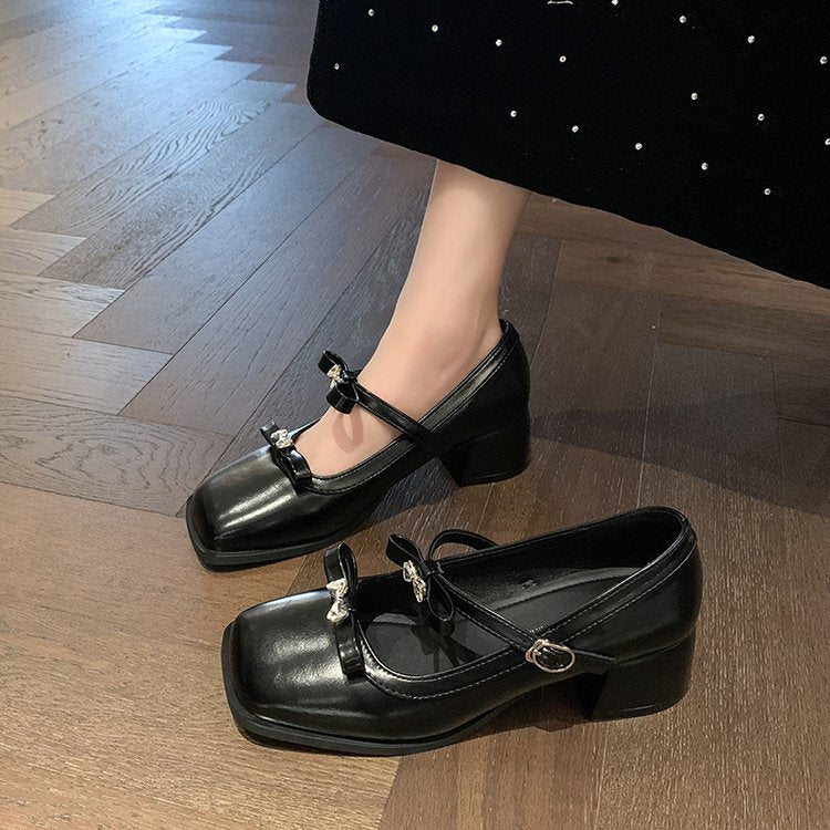 Women's Princess Style Bow Square Toe Mary Janes