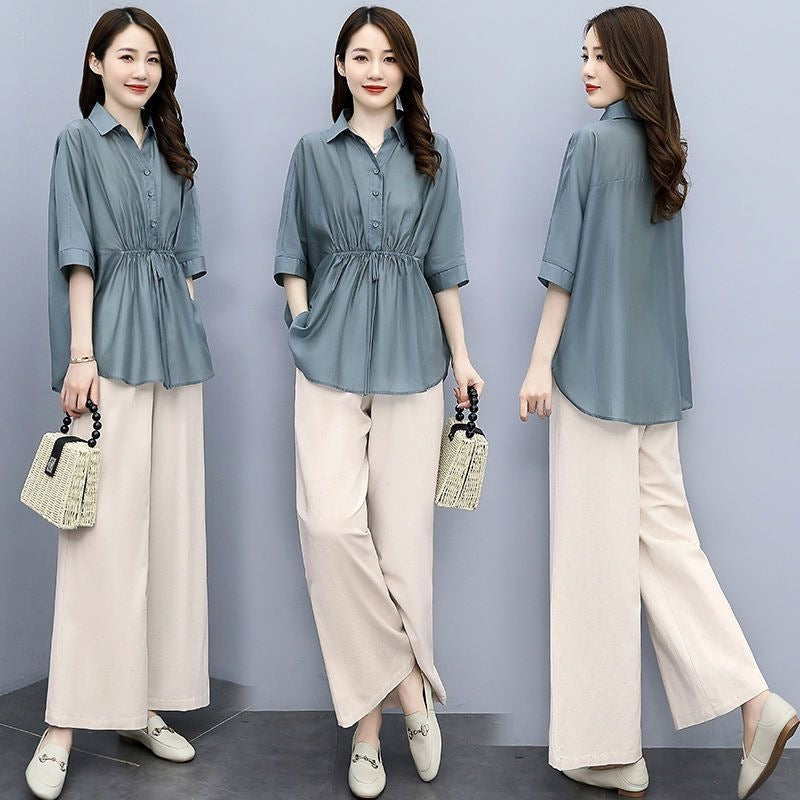 Pantalon à large jambe Casual Chic Plus de taille Linge de maison avec un drap d'écoulement