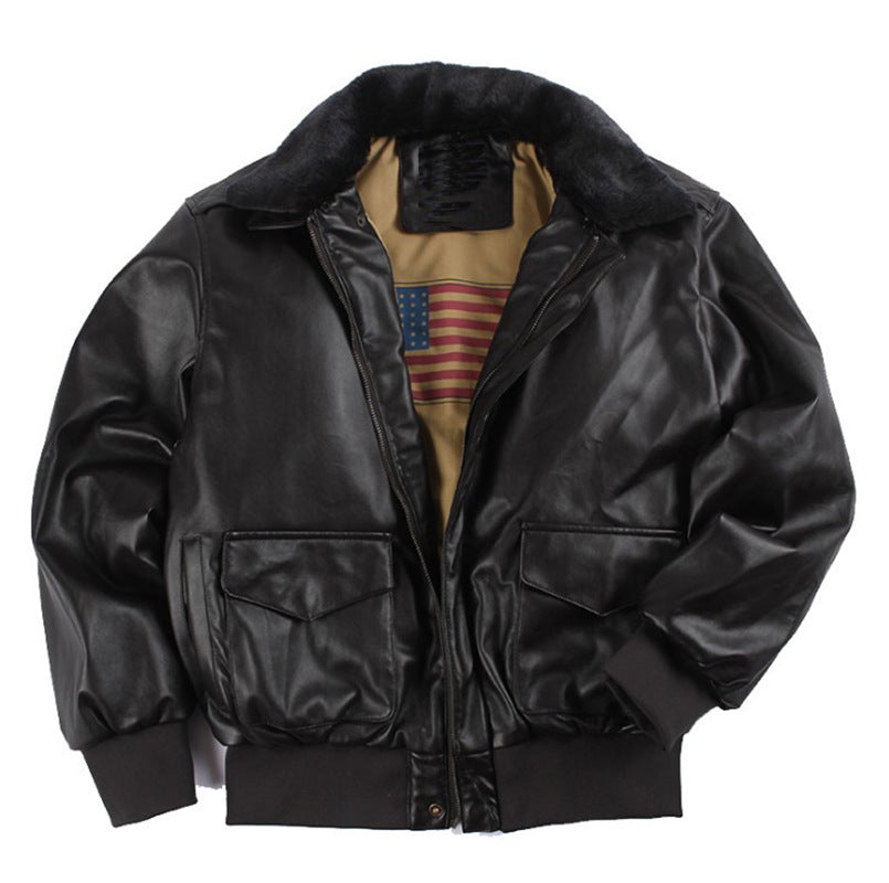 Manteau en cuir retro surdimensionné de la Force aérienne américaine