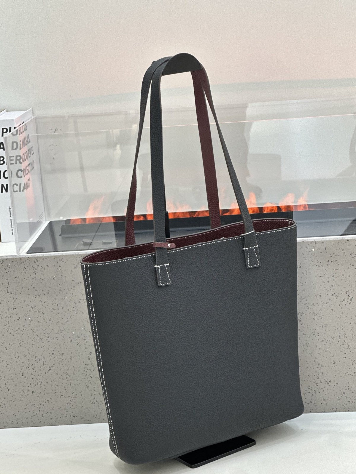 Sac à bandoulière double side style coréen TC Top Layer Sac à seau en cuir de vache Grande capacité ouverte