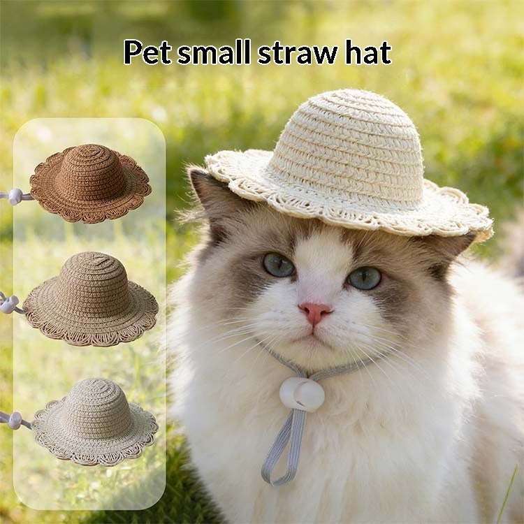 Pet Sunshade Cat Sun Protection Mini Chapeau de paille