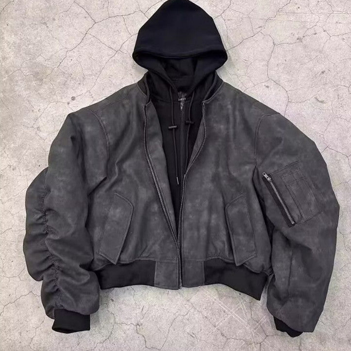 Veste en cuir deux pièces pour hommes Veste de vol rembourrée en coton