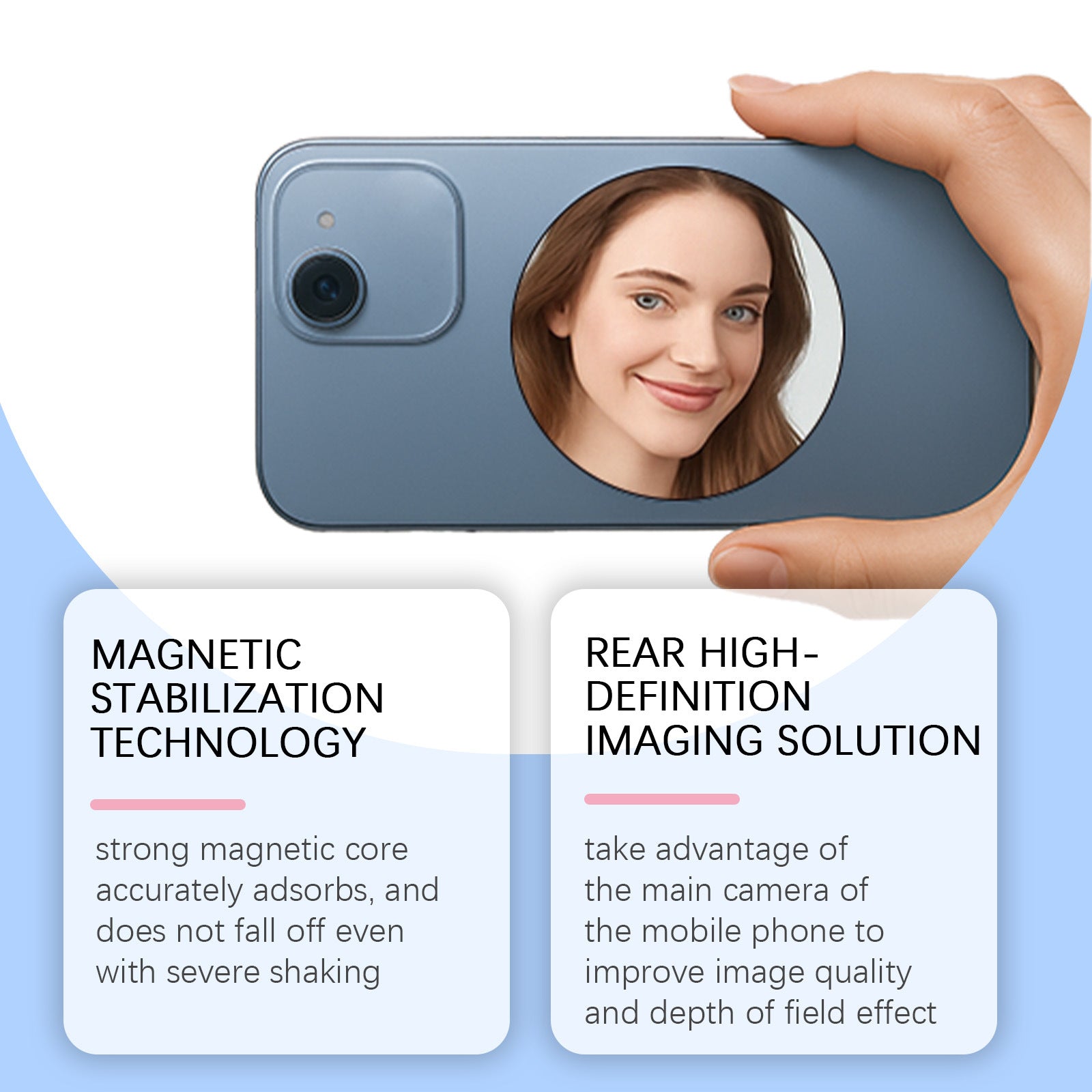 Jue Fish Magnetic Selfie Mirror Pratique pour les voyages en plein air