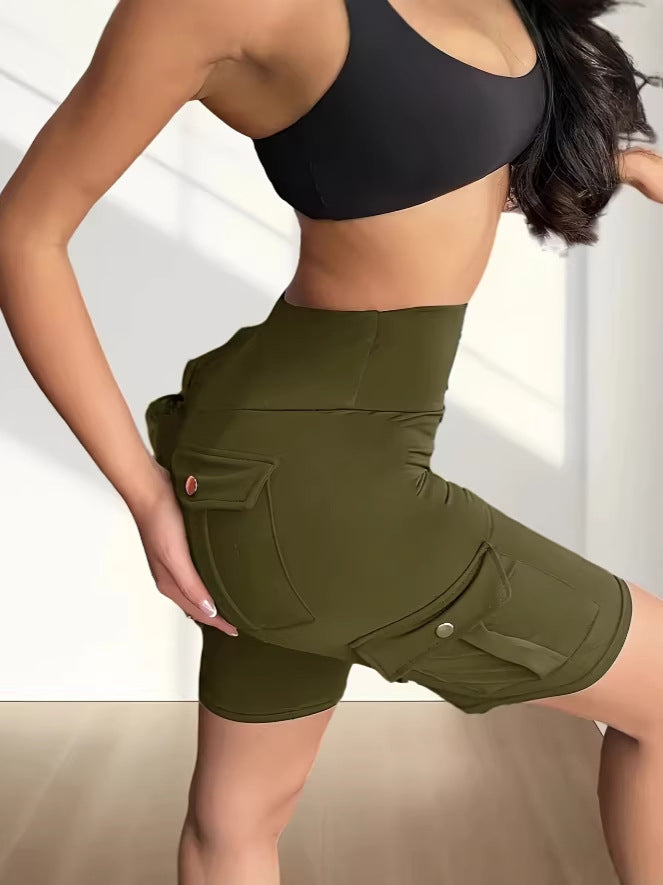 Temu Européen et américain Style Printemps et Automne Pocket Sports Yoga Cargo Short Casual