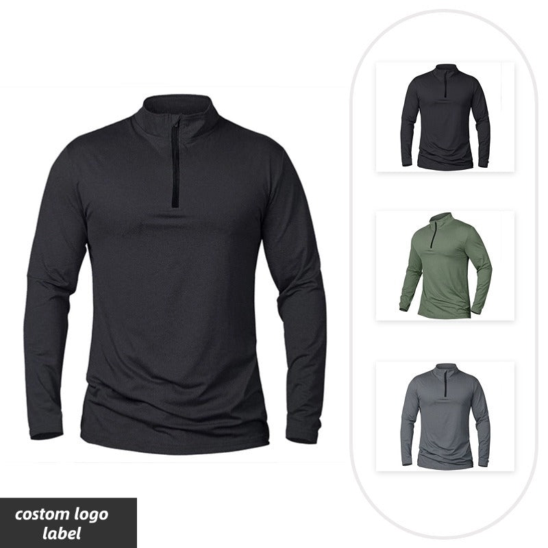 Pullover pour hommes d'Amazon Long Sleeve Sports Leisure Half Zipper Golf Long Sleeve Solid Color