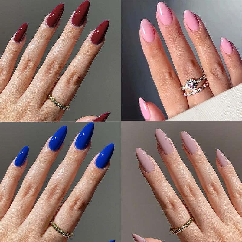 Nail Art Série de couleurs solides Couleur solide Long Almond-Shape Presse sur les ongles
