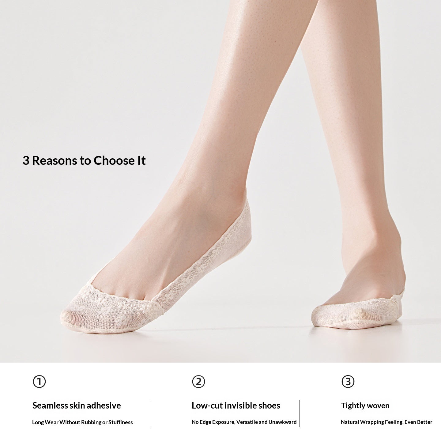 Femmes Dentelle Chaussettes invisibles Fine respirable avec tige de dentelle pour prévenir le glissement