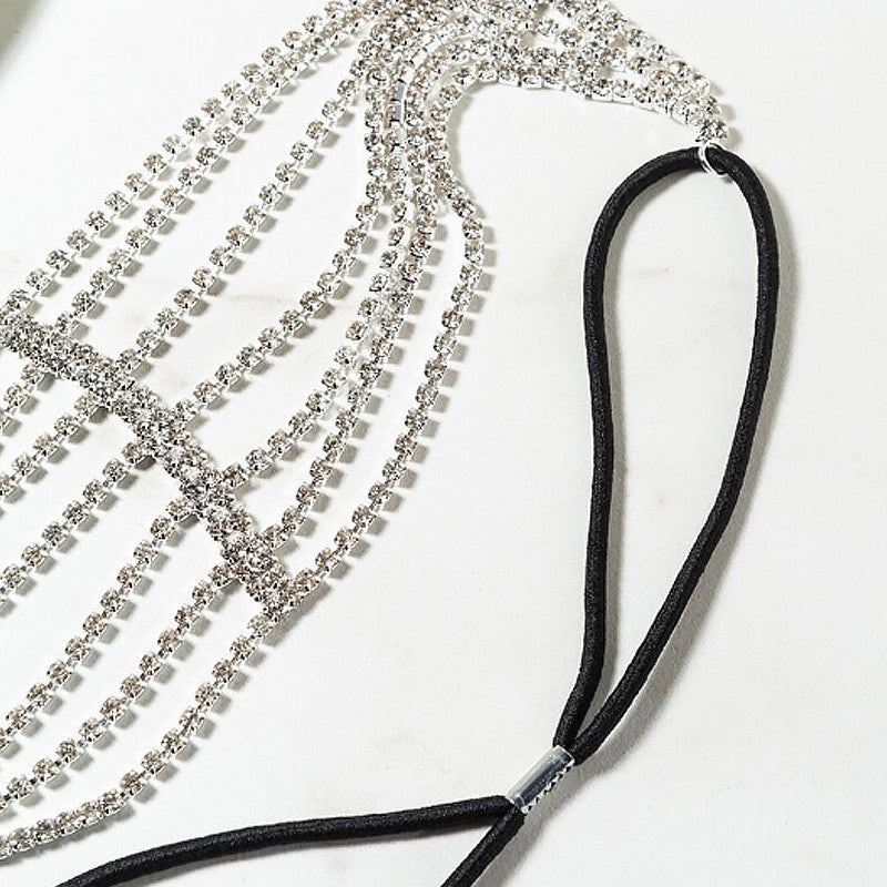 Flash Diamond Strass Elastic Headband Accessoires capillaires Cinq rangées de diamants