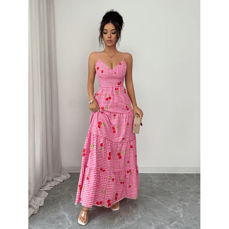 Fitted multi-layered long camisole dress