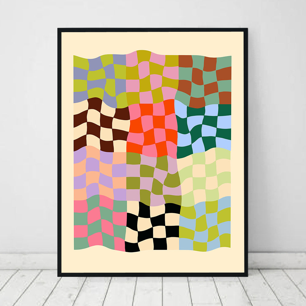 Colorful Abstract Wavy Lines Motif toile peinture