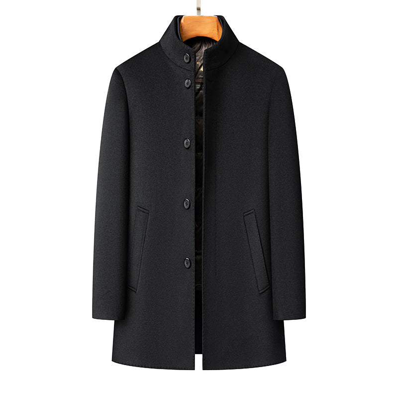 Manteau de laine détachable pour hommes d'hiver épais et résistant au froid