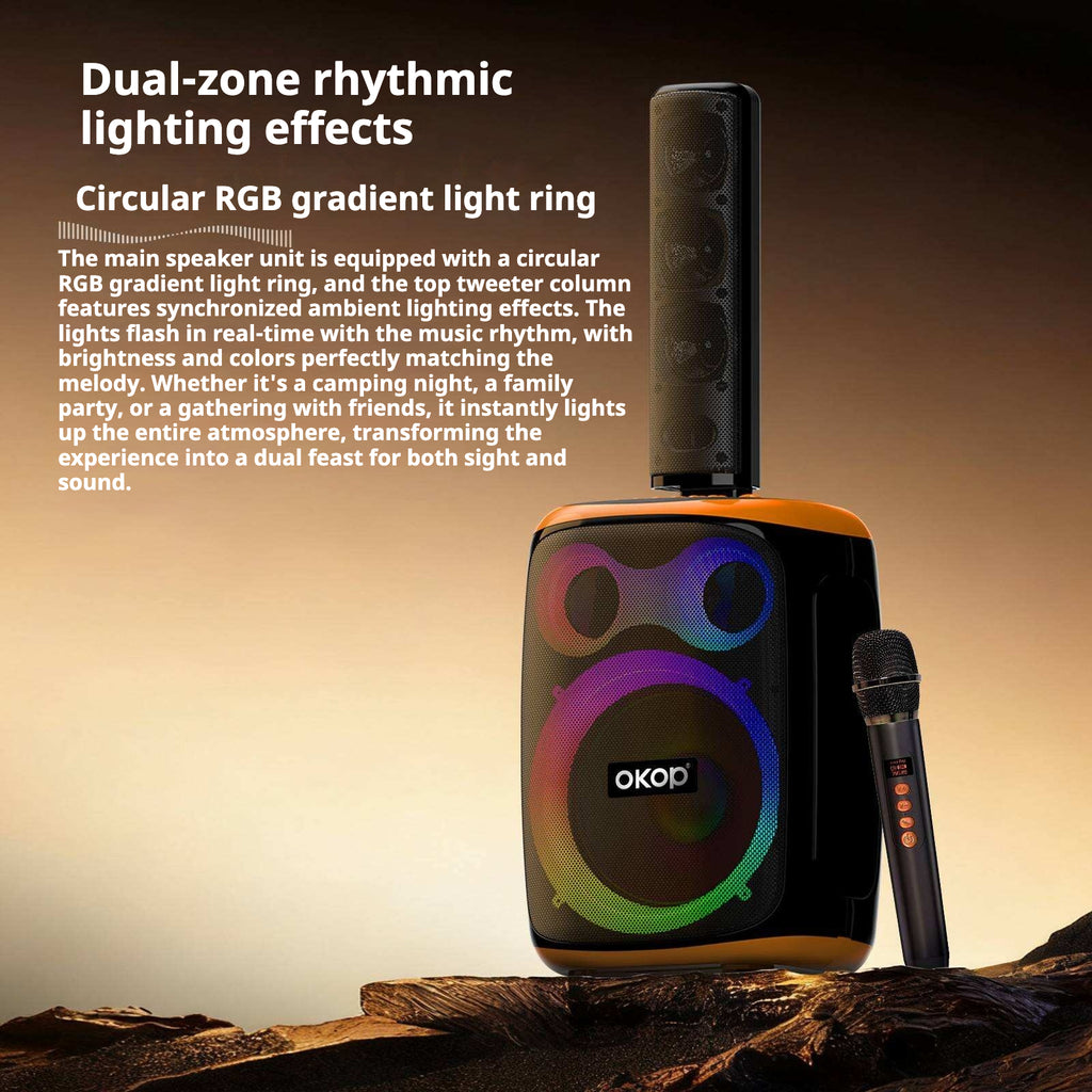 KP-8008 Haut-parleur Bluetooth sans fil 120W Haut-parleur double microphone haute puissance Karaoké Portable Outdoo
