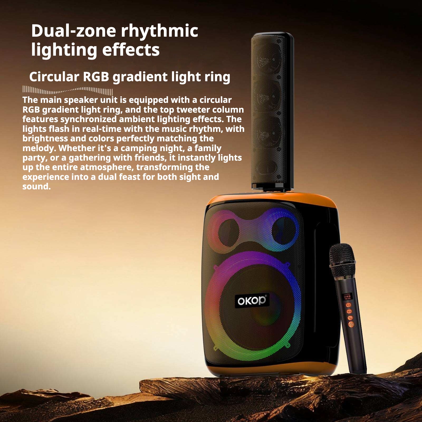 KP-8008 Haut-parleur Bluetooth sans fil 120W Haut-parleur double microphone haute puissance Karaoké Portable Outdoo