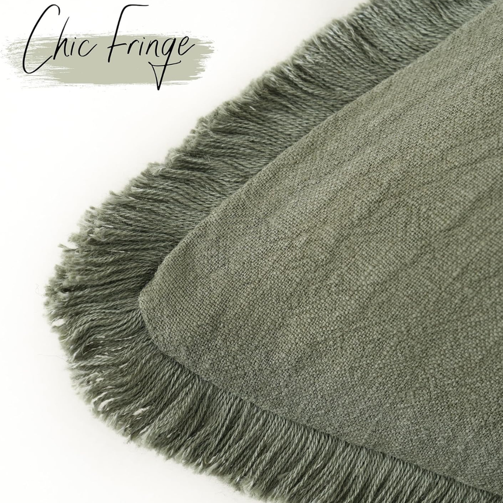 Couverture d'oreiller décoratif en lin frange 18x18 pouce
