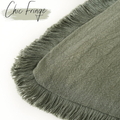 Couverture d'oreiller décoratif en lin frange 18x18 pouce