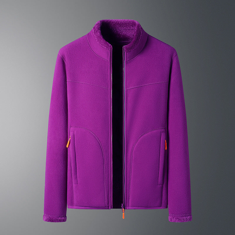 Veste polaire à deux faces en velours de corail à deux faces en polaire de style cachemire