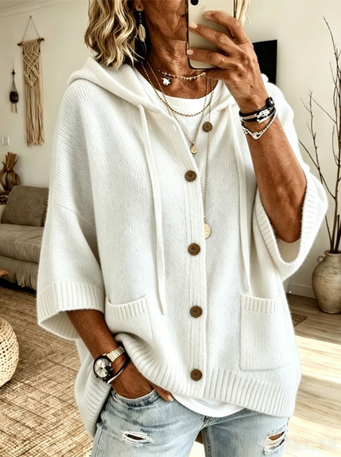 Cardigan à capuchon à manches longues pour femmes