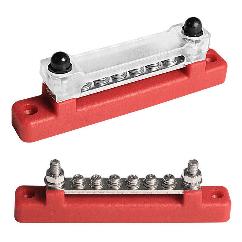 2X 12 Terminal Block Bus Bar & Cover 12V Distribution Bus Bar Auto Boat Power W