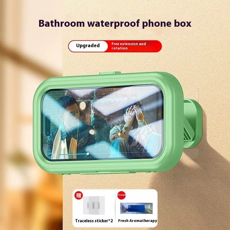 Punch-free waterproof bathroom wall-mounted anti-fog touchscreen cantilever cell phone