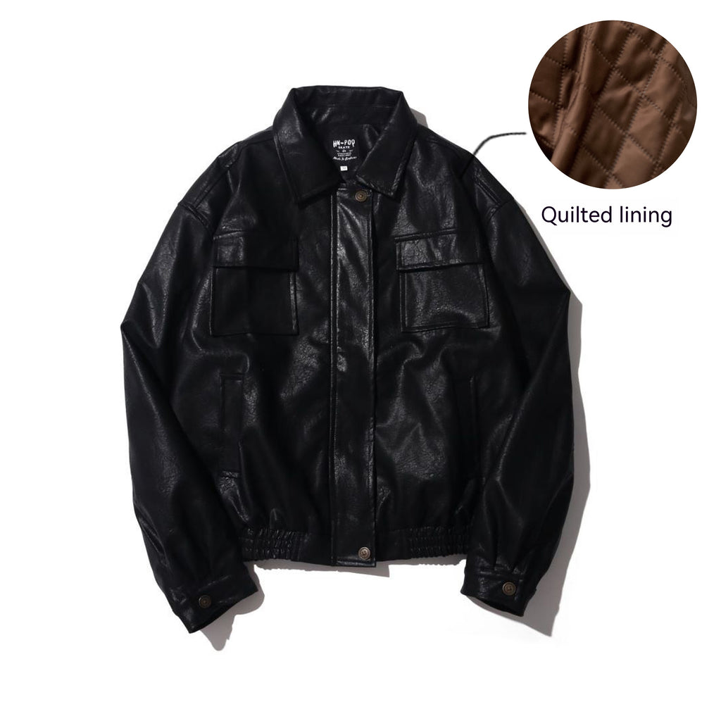 Veste en cuir de moto PU vintage japonais