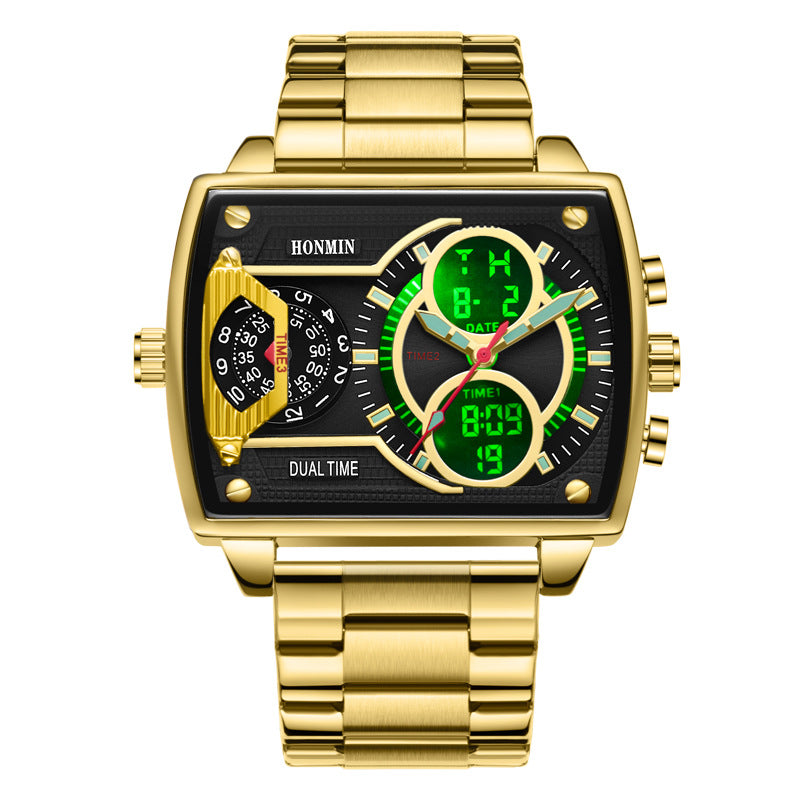 Montre sport à double affichage à trois zones lumineuses résistant à l'eau