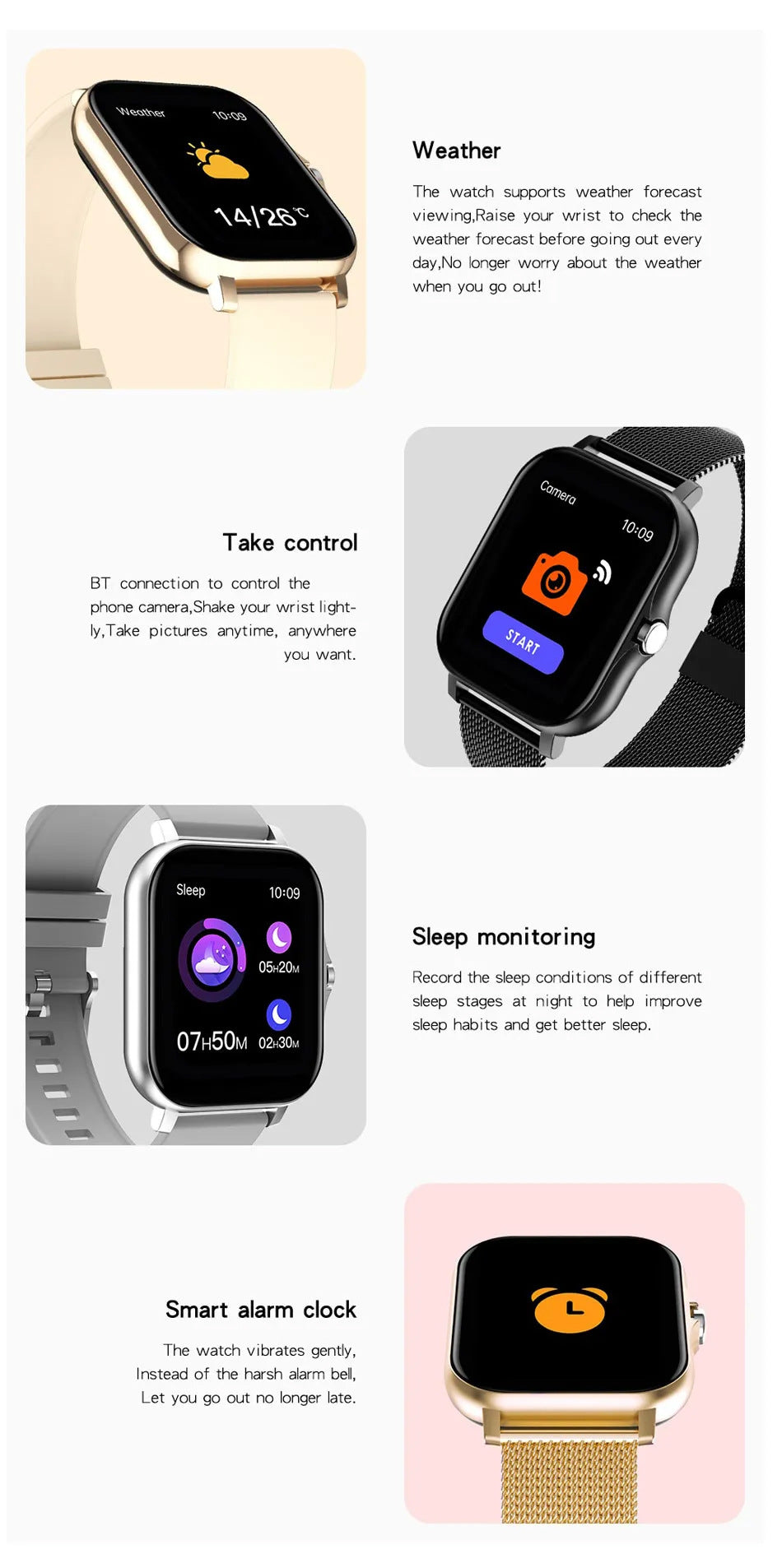 Smart Watch écran de 144 pouces Full Touch hommes et femmes Bluetooth appel