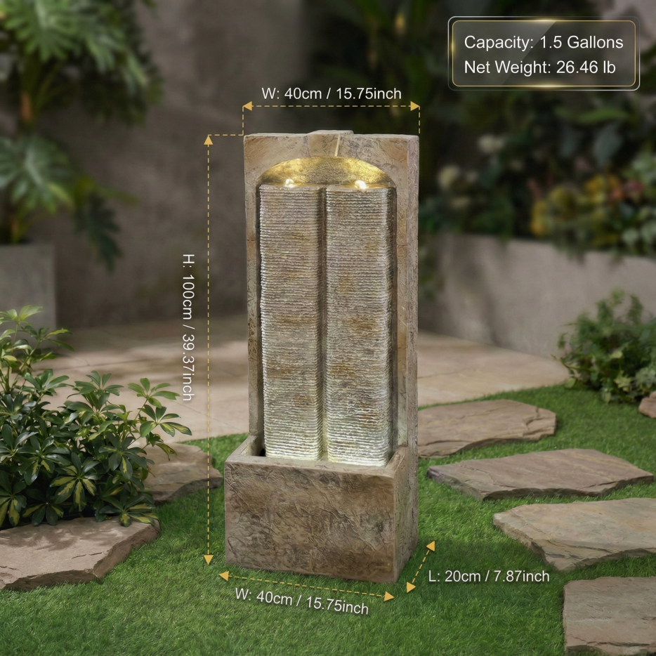 Fontaine extérieure d'eau de 39 pouces avec pompe