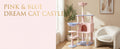 Arbre de chat fleur avec grand condo coussin de fleur amovible et hamac rose